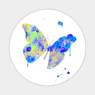 Butterfly Watercolor Painting Blue Purple Lime Magnet